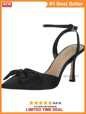 Satin Stiletto Pump Pointed Toe Ankle Strap Bow Formal Heel